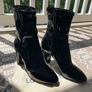Black patent leather Louis Vuitton zip ankle boots